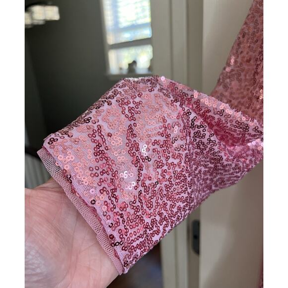 KANCY KOLE Pink All Over Sequin Open Front Cardigan Jacket Blazer Sz L - Picture 4 of 11